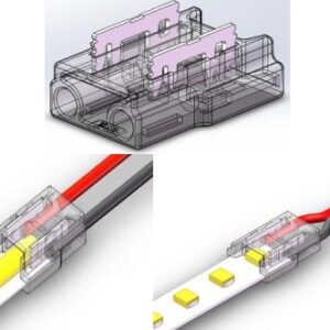 IP20 Mini Solderless Connector: Strip to Cable, 2Pin 8mm COB/SMD led strip. Suitable cable: 22AWG / 20AWG Max: 6A