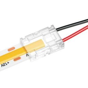 COB/SMD 5mm 2pin Strip to Cable Connector - Transparent - Cable: UL2468 22AWG/2C red/black, tin 3mm, L=1m