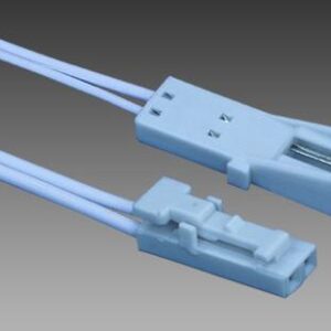Mini plug + Mini socket white, cable: VDE H03VVH2-F 2*0.75mm2 white, L=1000mm,
