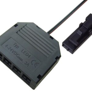 4 Way Distributor Black 7A, cable end with mini male plug black, cable: VDE H03VVH2-F 2*0.75mm2 black, L=1000mm, parallel